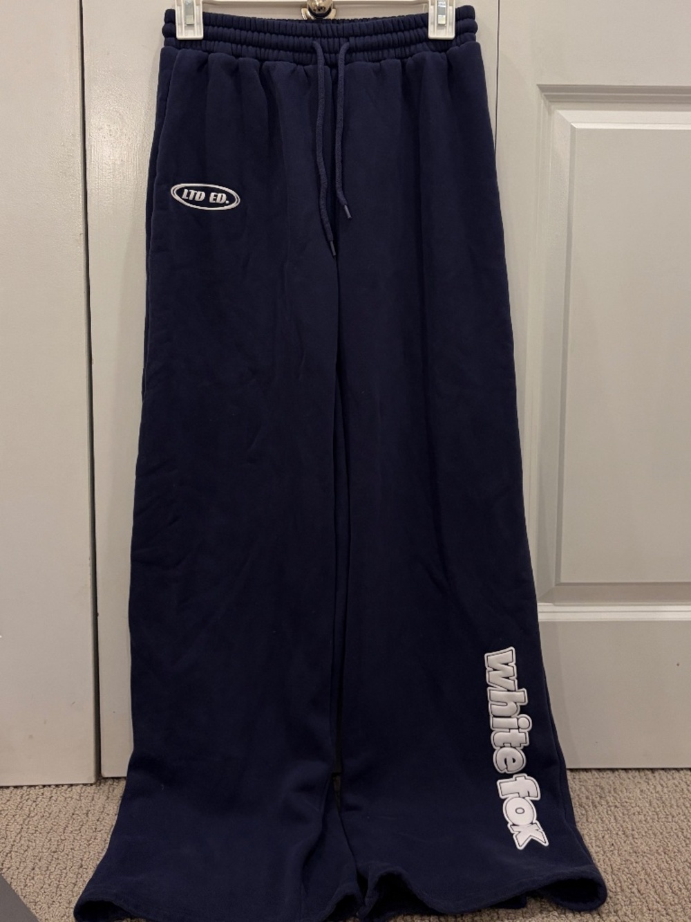White Fox Ready To Go Wide Leg Sweatpants Navy
